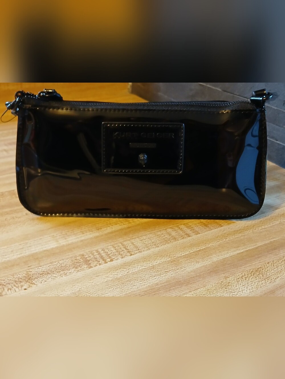 Kurt Geiger NWT Black Translucent Pouchette/Wristlet & Dustbag